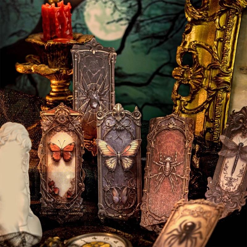 20Pieces Aesthetic Goth Embossed Sticker Scrapbooking Sticker for Journal Notebook Water Bottle Photo Album Phone Case