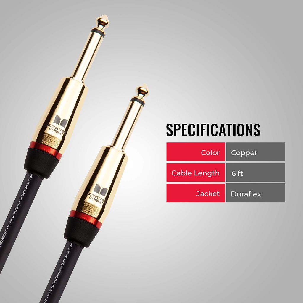 MONSTER CABLE 6ft Guitar Cable with Direct to Direct Plugs, M ROCK2-6 600626