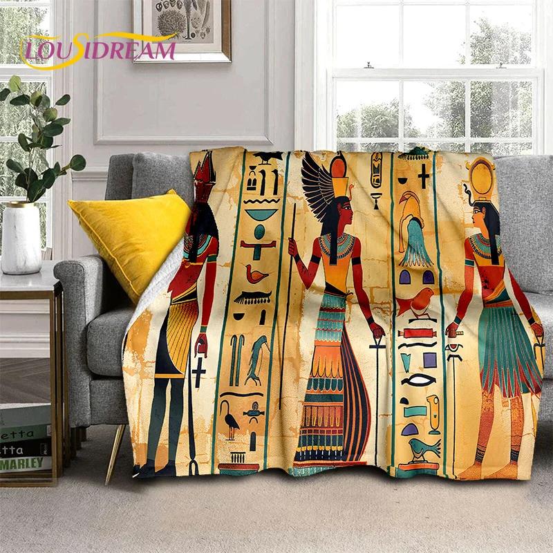 3D Ancient Egypt Hieroglyphic Mythology Wall Painting 2025 New Blanket,Soft Throw Blanket for Home Bedroom Bed Sofa Cover Child