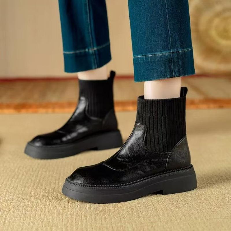 Thick-soled elastic boots versatile women's cross-border small knitted wool tube women's shoes 2026 new high-heeled thin boots