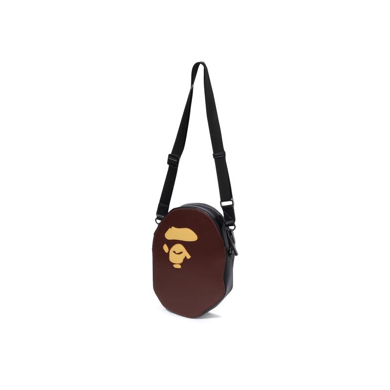 A Bathing Ape Ape Pattern PU Crossbody Shoulder Bag Unisex bags Brown 0ZXBGM008901P