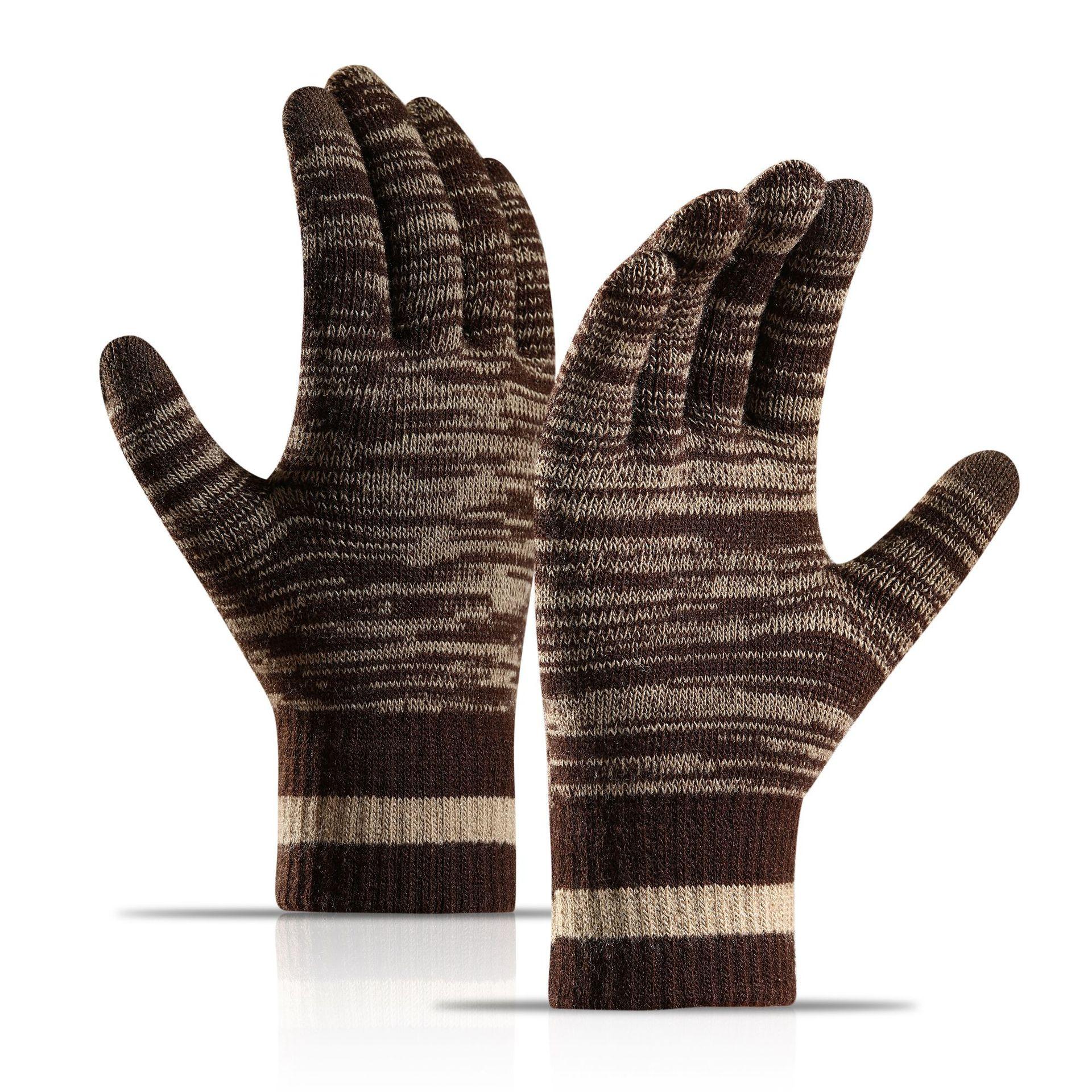 

WTEMPO 1 пара жаккардовых мужских трикотажных перчаток, защищающих от холода и ветра, теплые перчатки для сенсорных экранов, для езды на велосипеде, катания на лыжах 1pair кофейный