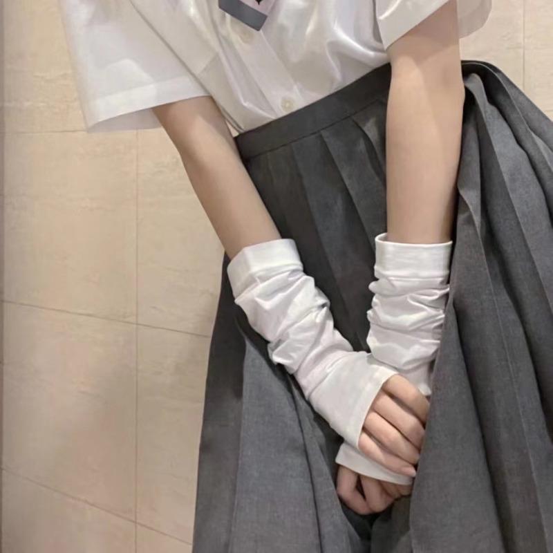 

Тонкі аніме-рукавички для косплею Darkly Ninja Mitten Oversleeve Women Fashion Sun Block Cuff Lolita Fingerless Glers One Size білий