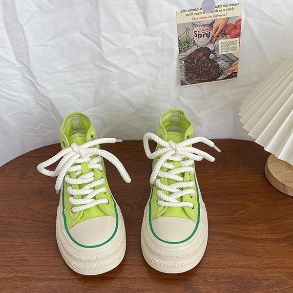 Autumn new dopamine women's shoes platform casual white shoes niche versatile chic shoes high top canvas shoes tide