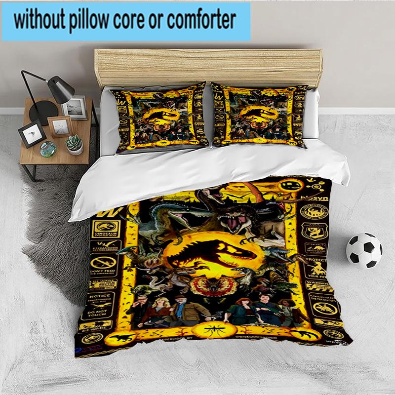 Jura-ssic Dinosaurs Battle 3PCS Bedding set,Ideal for 1pc Duvet Cover And 2pcs Pillowcases Perfect for Fan gift,Ideal for Bedroom, Dormitory