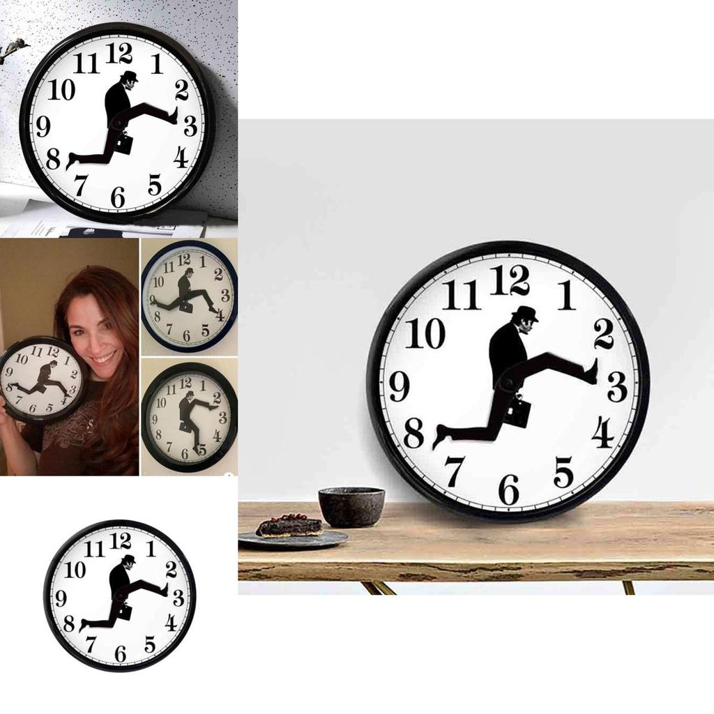 Schwarz-Weiß alberner Gang Aktentasche halten Muster Wanduhr für Heimdekor und Geschenkideen