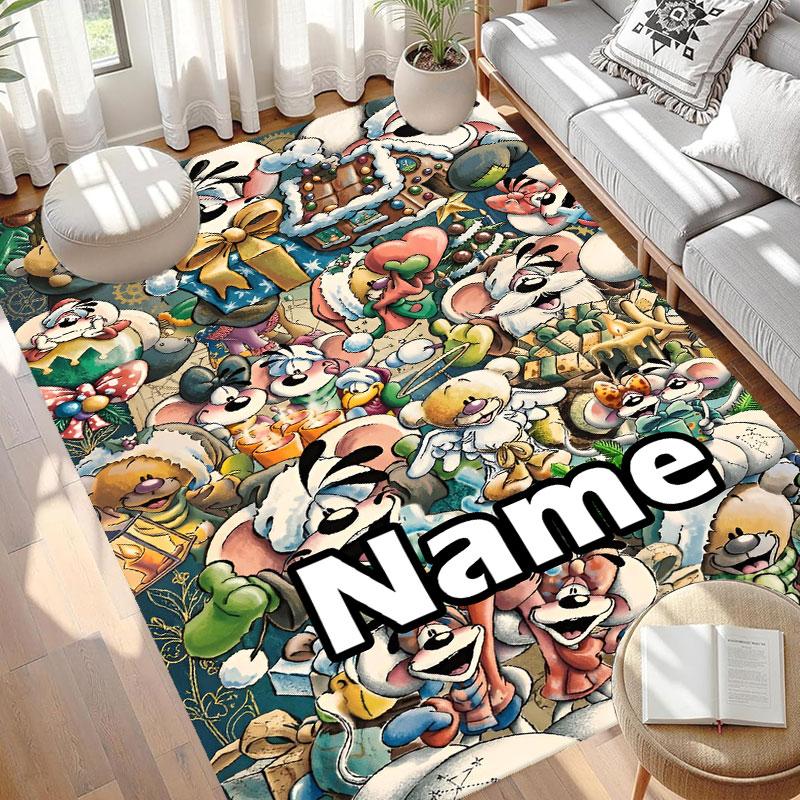 Custom Name Personalized Diddl Print Carpet, Versatile Home Decor Rug, for Playroom, Apartment, Balcony, Entryway, Hallway Gift