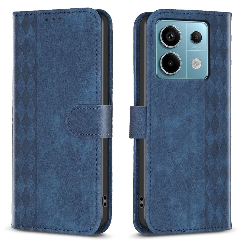 For Xiaomi Redmi Note 13 Pro 4G/Poco M6 Pro 4G Leather Case Flip Phone Cover with TPU Inner Shell Grid Pattern