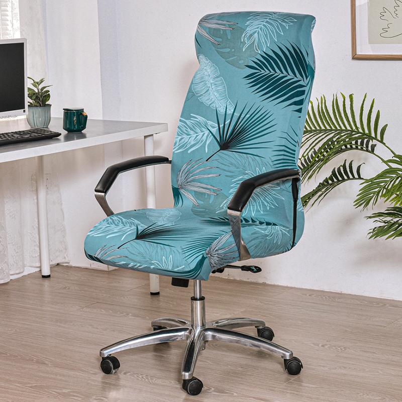 Stretch Computer Office Chair Cover With Durable Zipper Removable Spandex Rotating Boss Chair Slipcovers Anti-Dust M/L Sizes