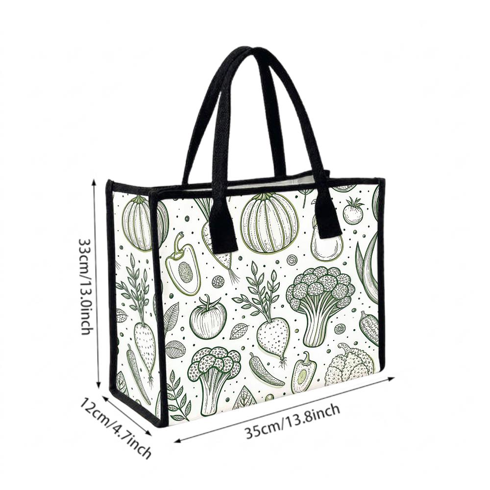 Vegetable Pattern Tote Bag Casual Large Capacity Daily Shopping Shoulder Handbag