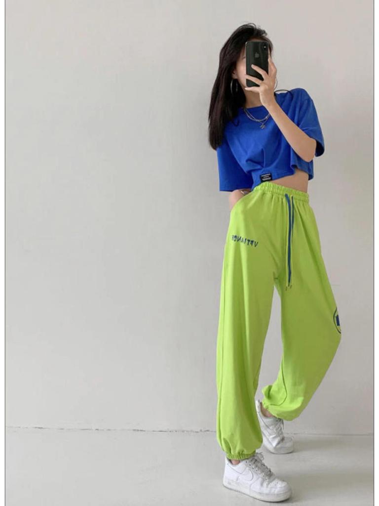 Letní dámské volné hip-hopové jazzové taneční tepláky v americkém stylu 2023