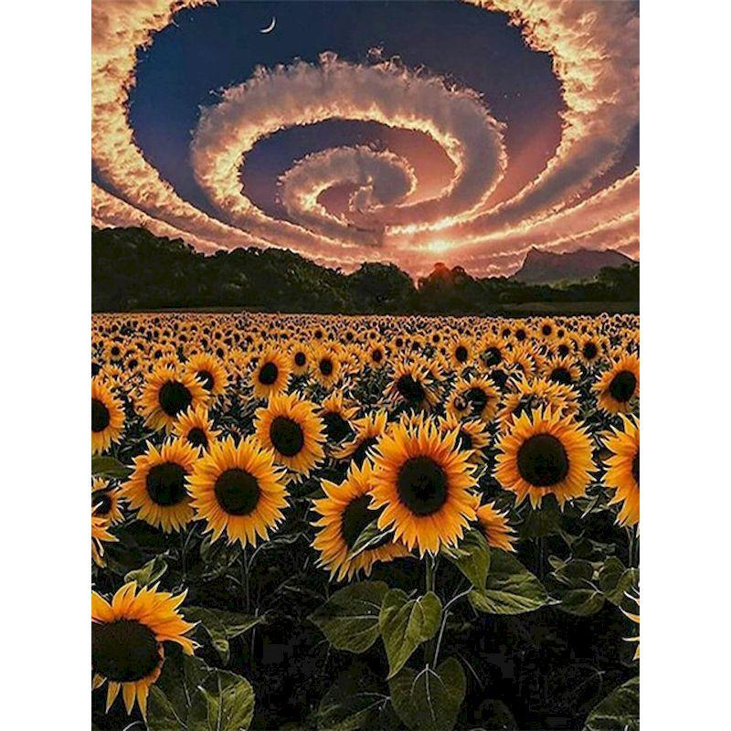 Full Diamond Embroidery Sunflower Diamond Mosaic Painting Kits Sunsetting Scenery Creative Hobbies Pictures Home Deco