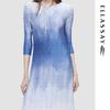 ELLASSAY 2025 Early Spring New Chinese Style Gradual Dyeing Mid-length Dress