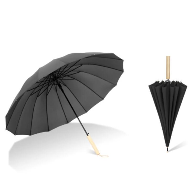 Ximengyuan Long Handle 16-Rib Sun & Rain Umbrella (Black)