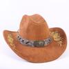 Popular European and American Classic Suede Western Cowboy Hat Men's and Women's Big Brim Embroidered Outdoor Sun Hat
