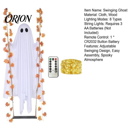 Easy Assembly Spooky Yard Decor Hanging Swinging Ghost Halloween Decoration for Outdoor Garden Yard, Weighted Fabric Flying on A Decorative