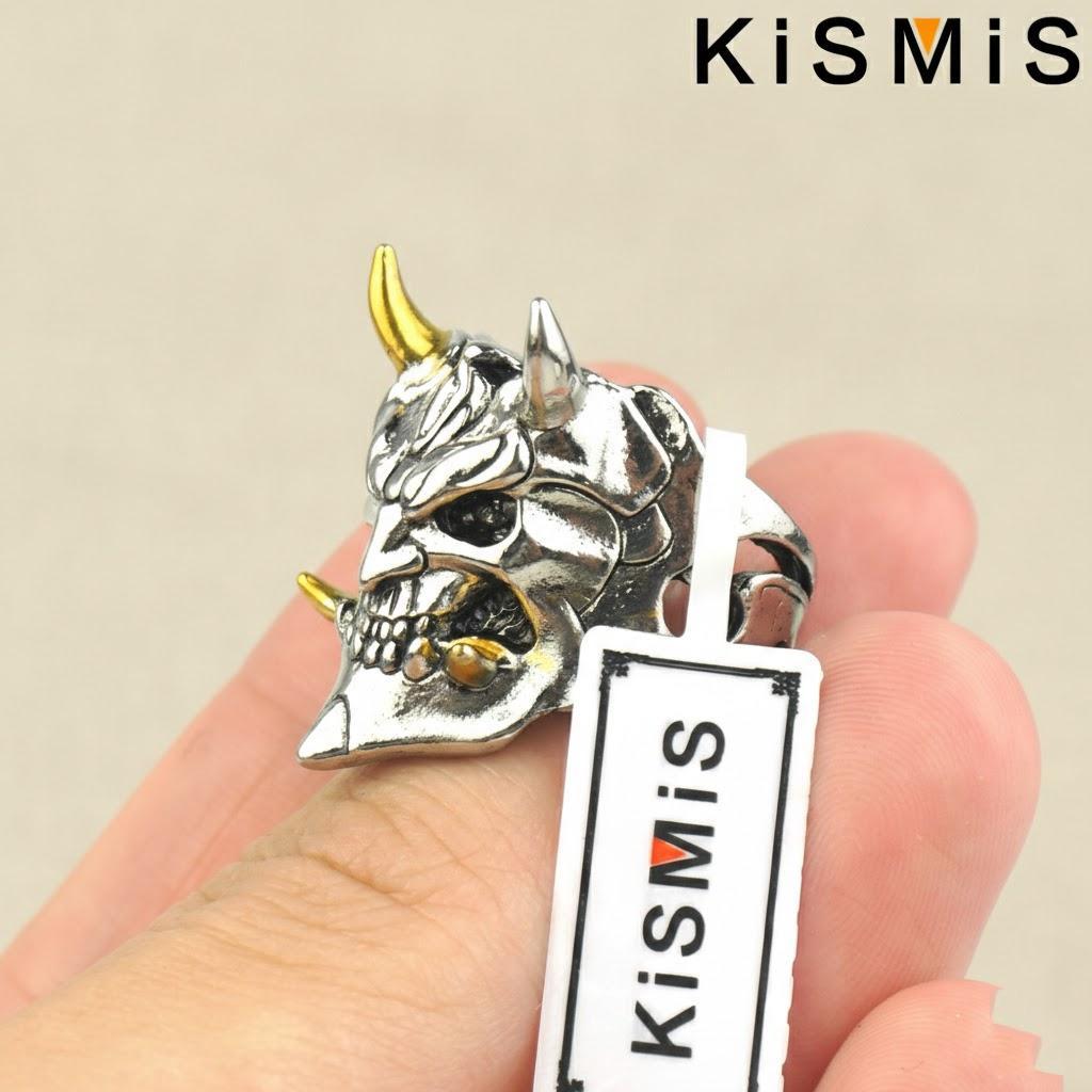 

Vintage Stainless Steel Devil Skull Ring Punk Jewelry Mask Ghost Adjustable Size Men s Ring Gifts серебряный
