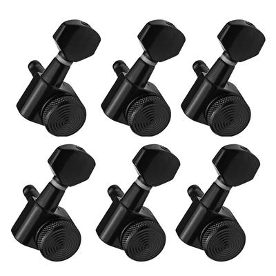 6Pcs Black Locking Tuners Reusable Sealed Machine Heads Tuners String Right Tuning Pegs for 6R Inline