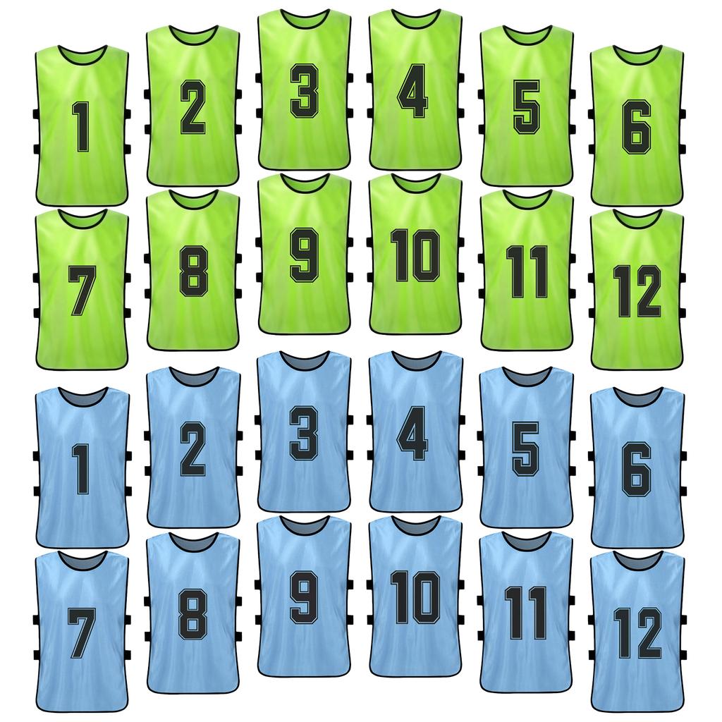 24PCS Football Pinnies Quick Drying Soccer Jerseys Youth Sports Scrimmage Basketball   Training Numbered Bibs Practice Sports Vest
