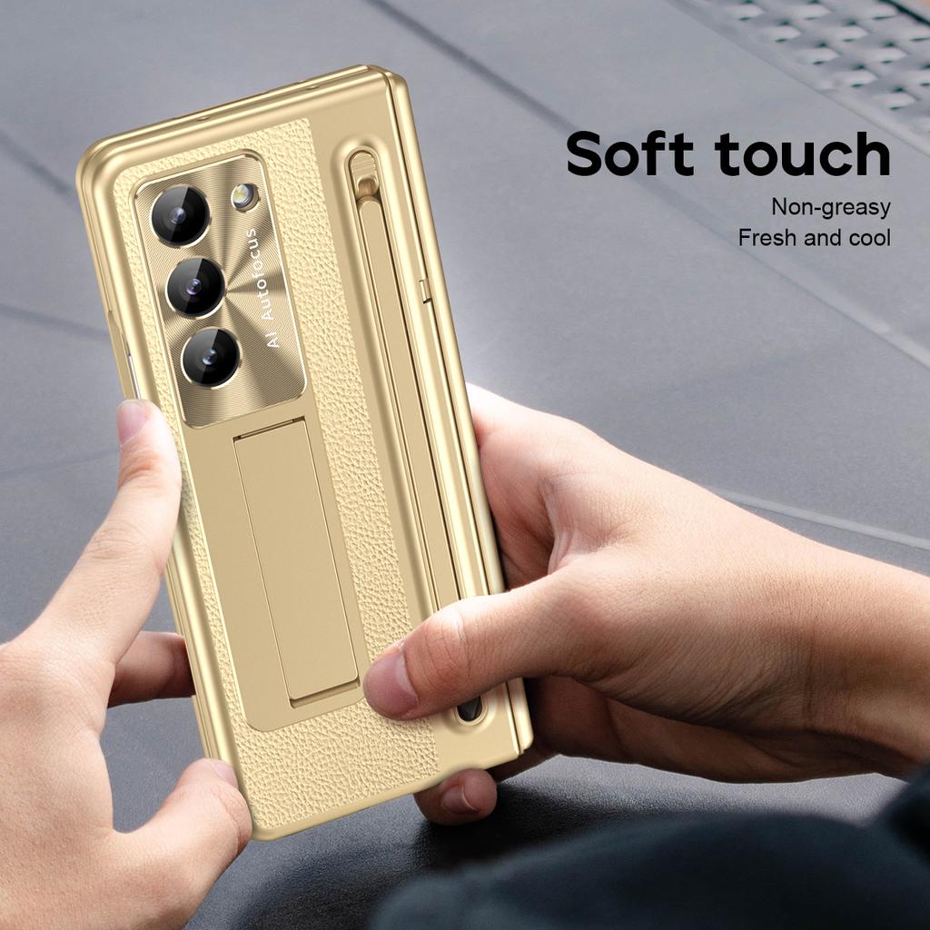 Slot na pero s pouzdrem s fólií ze skla pro Samsung Galaxy Z Fold 7 6 5 4 Ochrana pantu proti pádu Kožené Fold6 Fold7 Ochrana s krytem pro S Pen