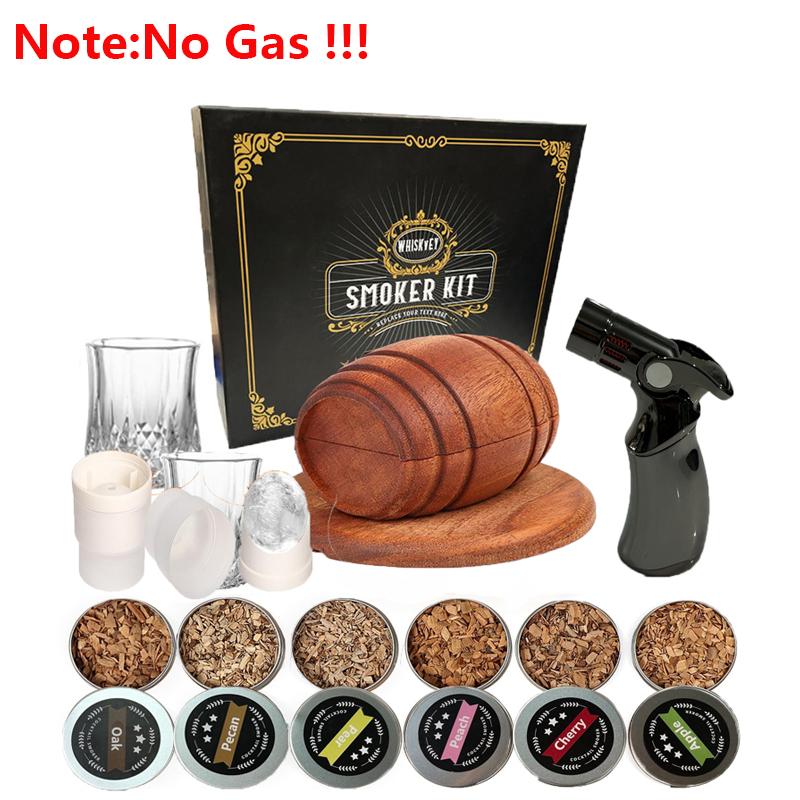 Cocktail Smoker Kit With Wood Chips Whiskey Wooden Smoked Wood Hood Smoker For Drinks Kitchen Bar Accessories Tools Bar Cocktail