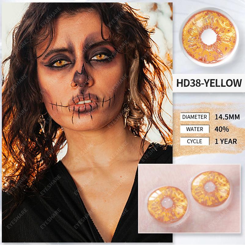 Eyeshare Cosplay Farbkontaktlinsen für Augen Halloween-Linsen Blaue Augenkontaktlinsen Schwarze Linsen Jahreslinsen 14,5 mm