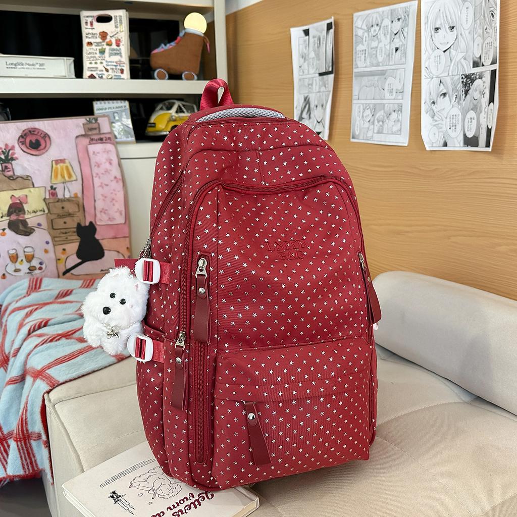 Schoolbag Fresh Schoolbag Versatile College Student Junior High School Girl Polka Dot Simple Large Capacity Cute Backpack New Backpack