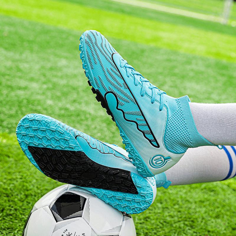 A Pair of 2025 Large-size Football Shoes, Men's High-top Youth Student Competition Training Shoes, Artificial Grass Broken Nails
