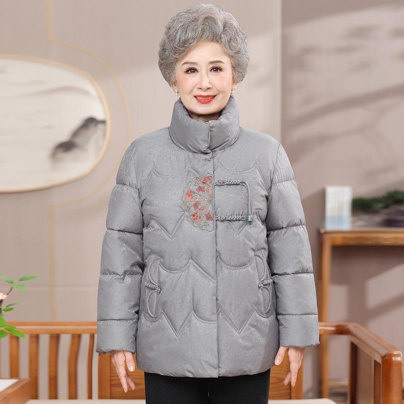 

Women s Cotton-Padded Jacket: Fleece-Lined, Thickened, National Style for Elderly, Winter Coat for Grandma, Tang Suit Design XL (80-105 jin)
