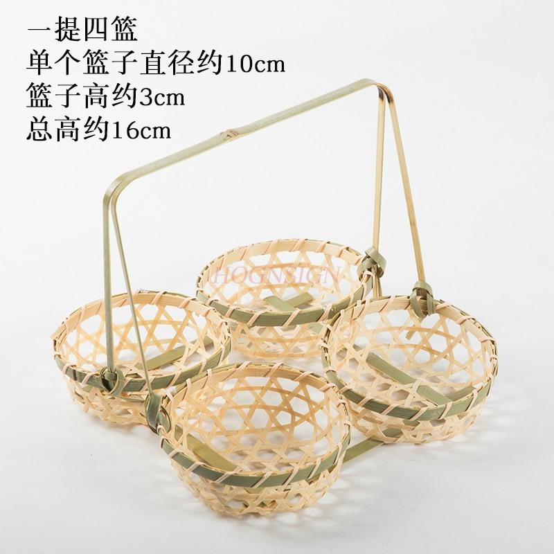 Handmade Bamboo Woven Products Bamboo Screen Bamboo Basket Storage Basket Fruit Dish Dim Sum Tray Farm Woven Round Dustpan