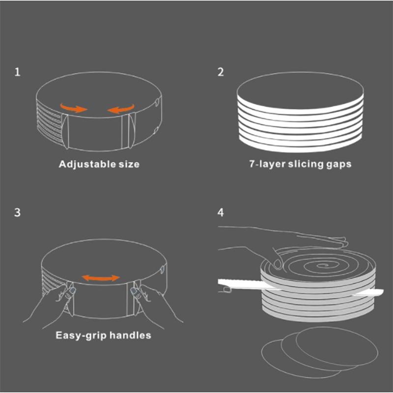 Infällbar Silver Rund Form Tårtskärare Rostfritt Stål Justerbar Kaka Skum Kräm Ring Bakform Cirkel Form