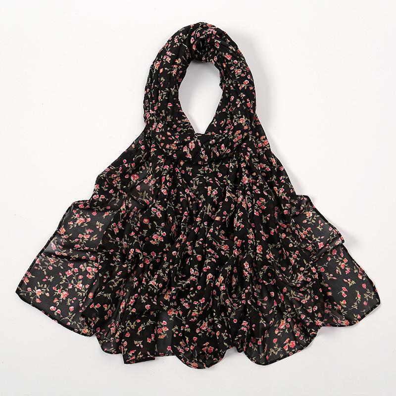 180*70cm Unique Women's Floral Scarves Lightweight Sheer Silky Feeling shawl Chiffon Flowers Printed Scarf