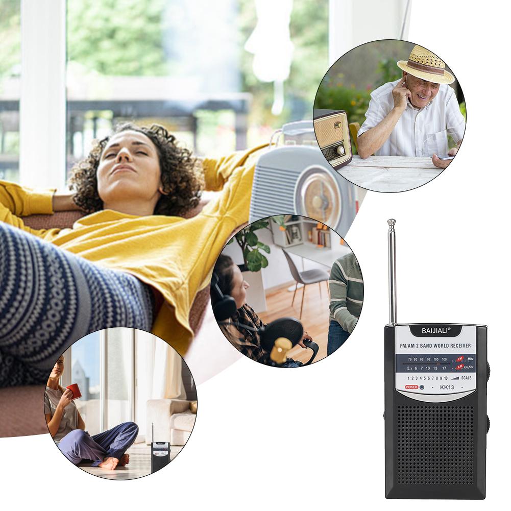 Portable Mini Radio AM/FM Pocket Radio Built-in Speaker for Outdoor SOS Emergency Radio Stereo Radio with Telescopic Antenna