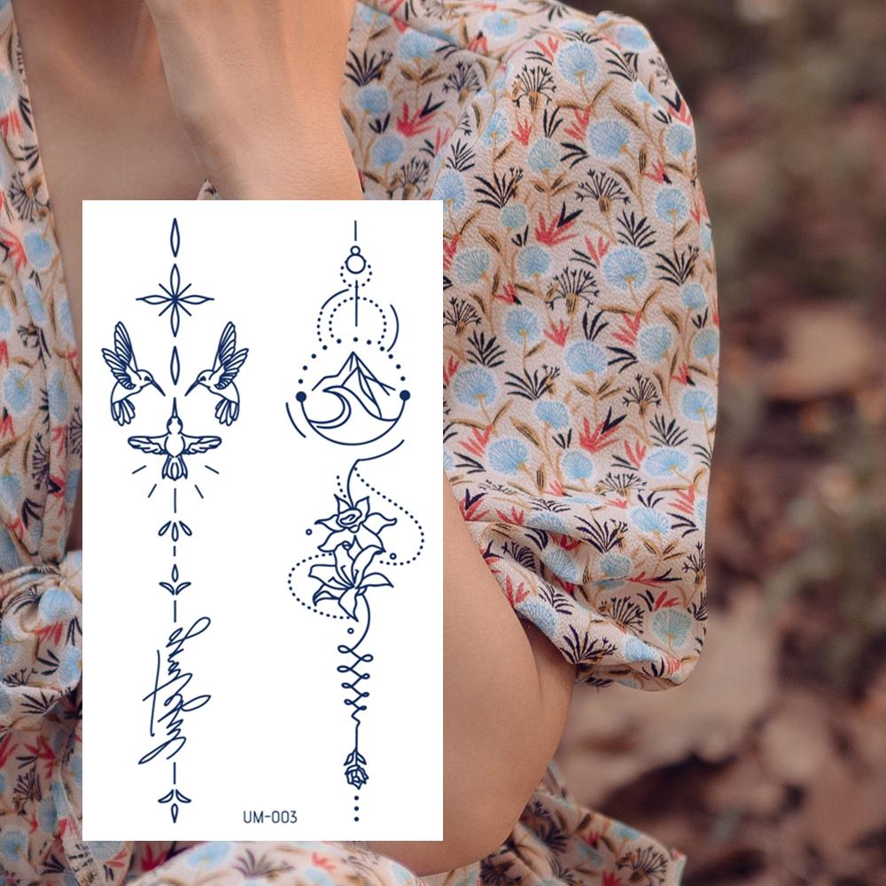 1 Sheets Semi Permanent Realistic Waterproof and Removeable Herb Tattoo Women's Back Tattoos Long Lasting