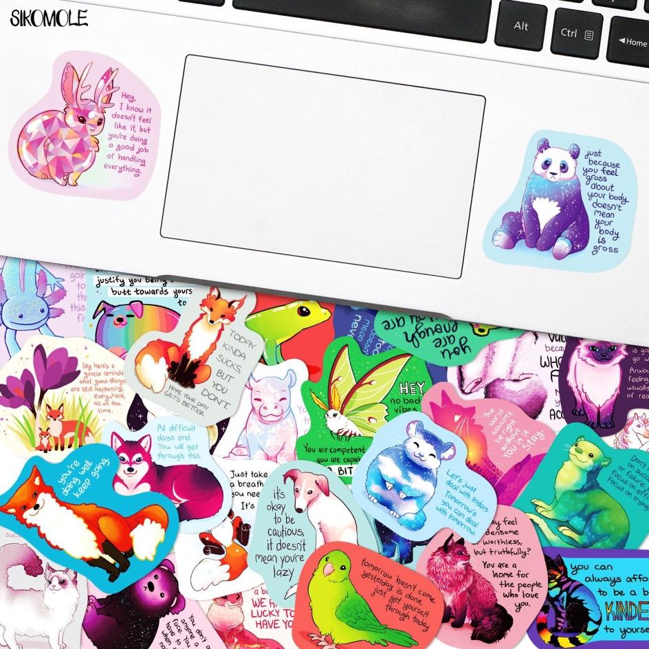 10 30 50PCS Inspirational Healing Copywriting Stickers Cartoon Animals Motivational DIY Toy Skateboard Decal Graffiti Sticker F5