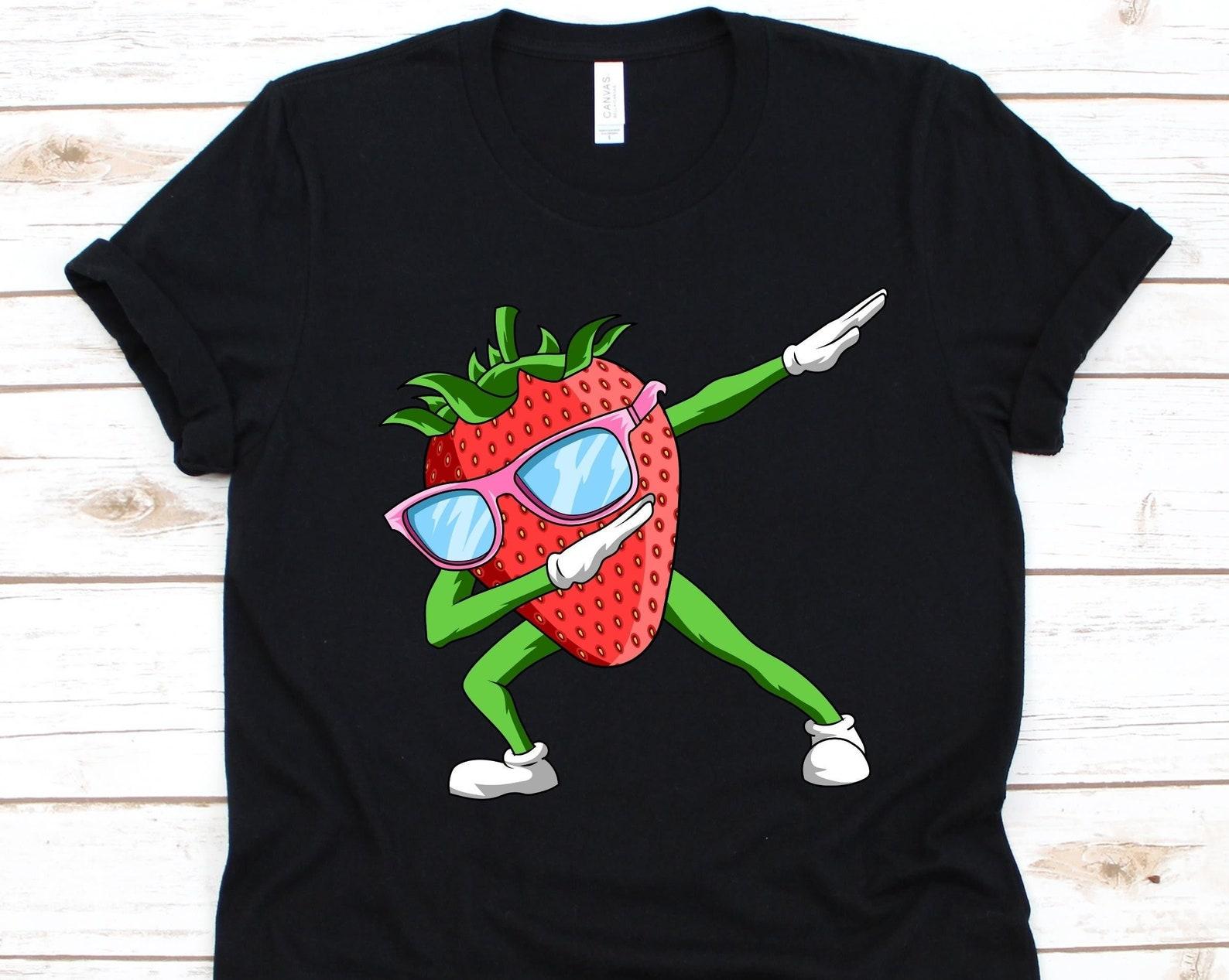 Dabbing Strawberry Shirt, Cute Strawberry T-Shirt For Men And Women, Fragaria Ananassa, Strawberries Shirt, Fruit Lover, Fruitarian Shirt S
