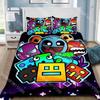 Fashion Hip Hop Angry Geometry Dash Bedding Set Single Twin Full Queen King Size Bed Set Kids Bedroom Duvetcover Sets Bed Sheet