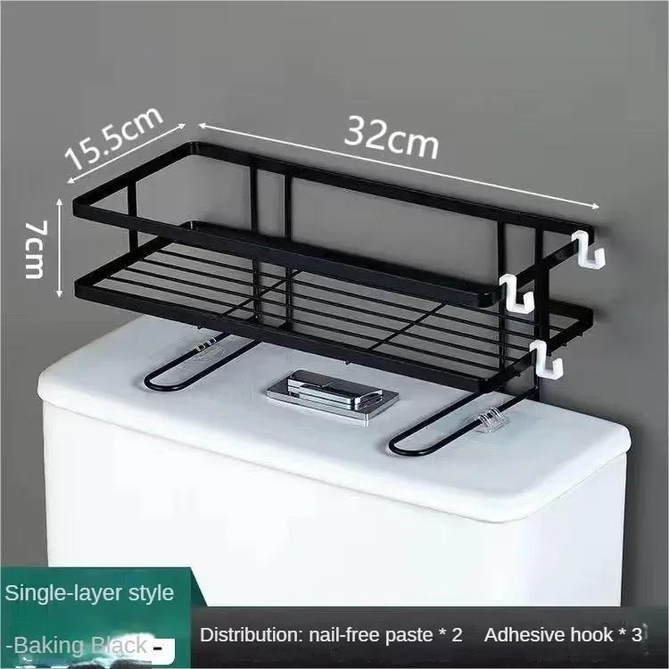 

Toilet Over The Shelf Toilet Storage 1Tier Bathroom Shelves Organizer,Multi-function Paper Holder Basket No Drilling Space Saver чёрный