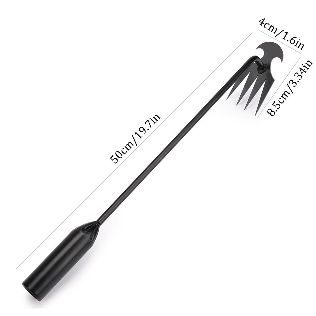 2 In 1 Garden Rake Manual WSeed Grass Rooting Tool Puller Shovel 4 Teeth Weeding Removal Hand Gardening Loose Soil Tool Weeder