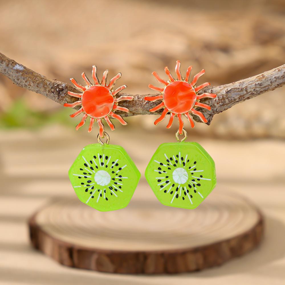Dopamine Drop Oil Sun Fruit Vacation Wind Earrings Niche Unique Beautiful Earrings Jewelry Earrings