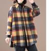 Camicia da Donna Autunno 2025 Nuova Patchwork Collo Polo Bottoni Plaid Levigato Moda Larga Manica Lunga