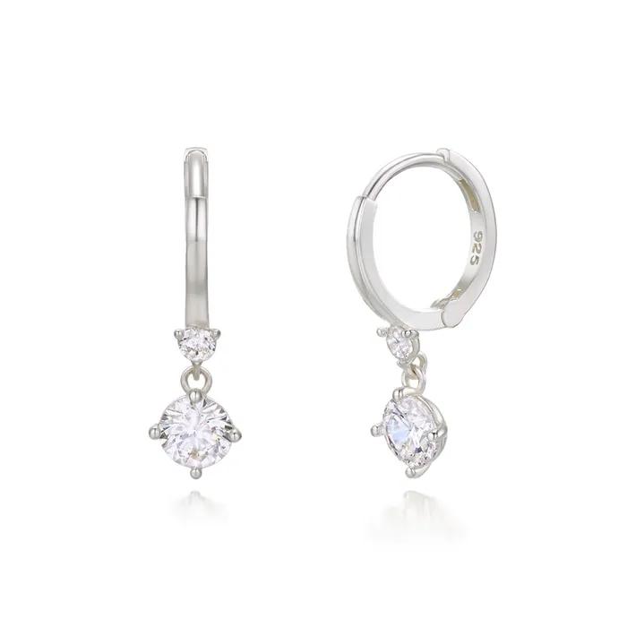 925 Silver Slip Glow One-Touch Ring Earrings