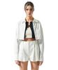ATTENTIONROW FOR WOMEN Hem-Cut Oversized Crop Shirt (Ivory)