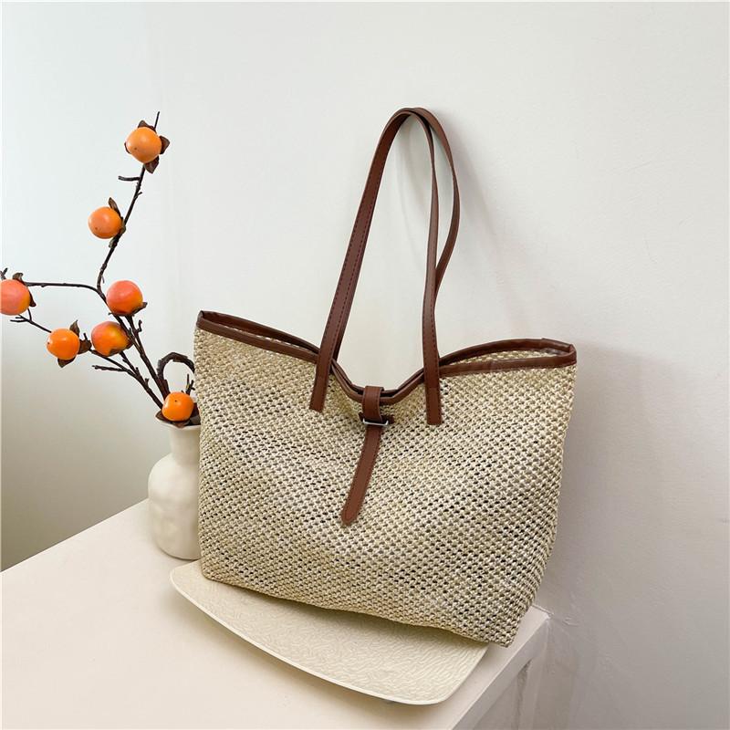 

Korean version straw woven large-capacity mother and child bag 2025 spring new niche woven bag foreign style vacation shoulder tote bag