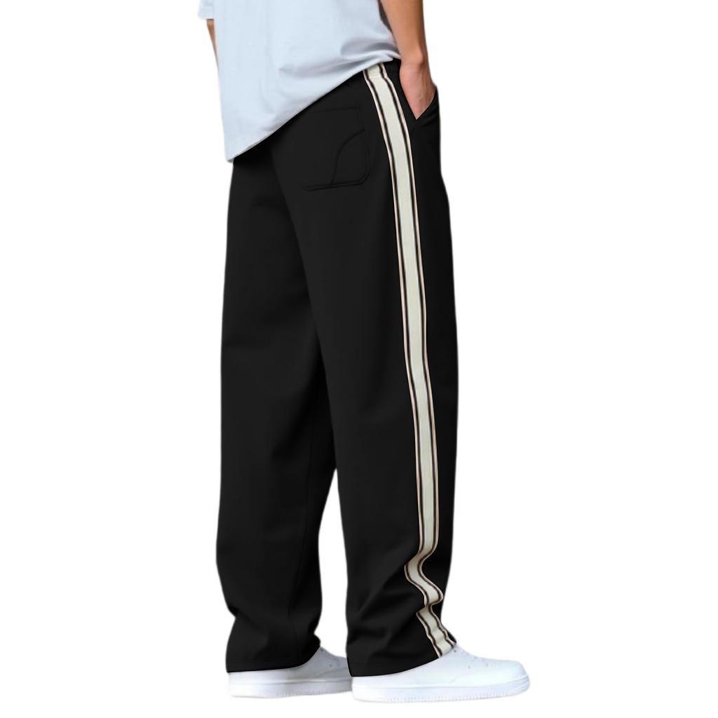 Men's Striped Casual Sweatpants Lightweight Drawstring Waist Gym Trousers