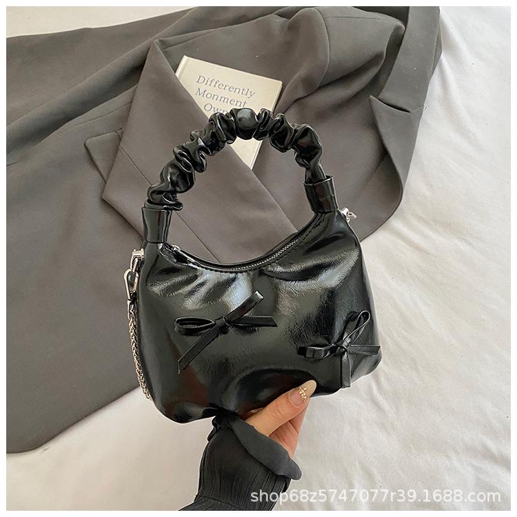 French Ballet Style Bow Underarm Bag Women's 2025 Summer Large Capacity Folded Cloud One Shoulder Crossbody Dumpling Bag