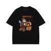 T-shirt en coton imprimé ours humoristique style américain, nouveau style été 2025, hauts amples et décontractés à manches courtes pour hommes et femmes
