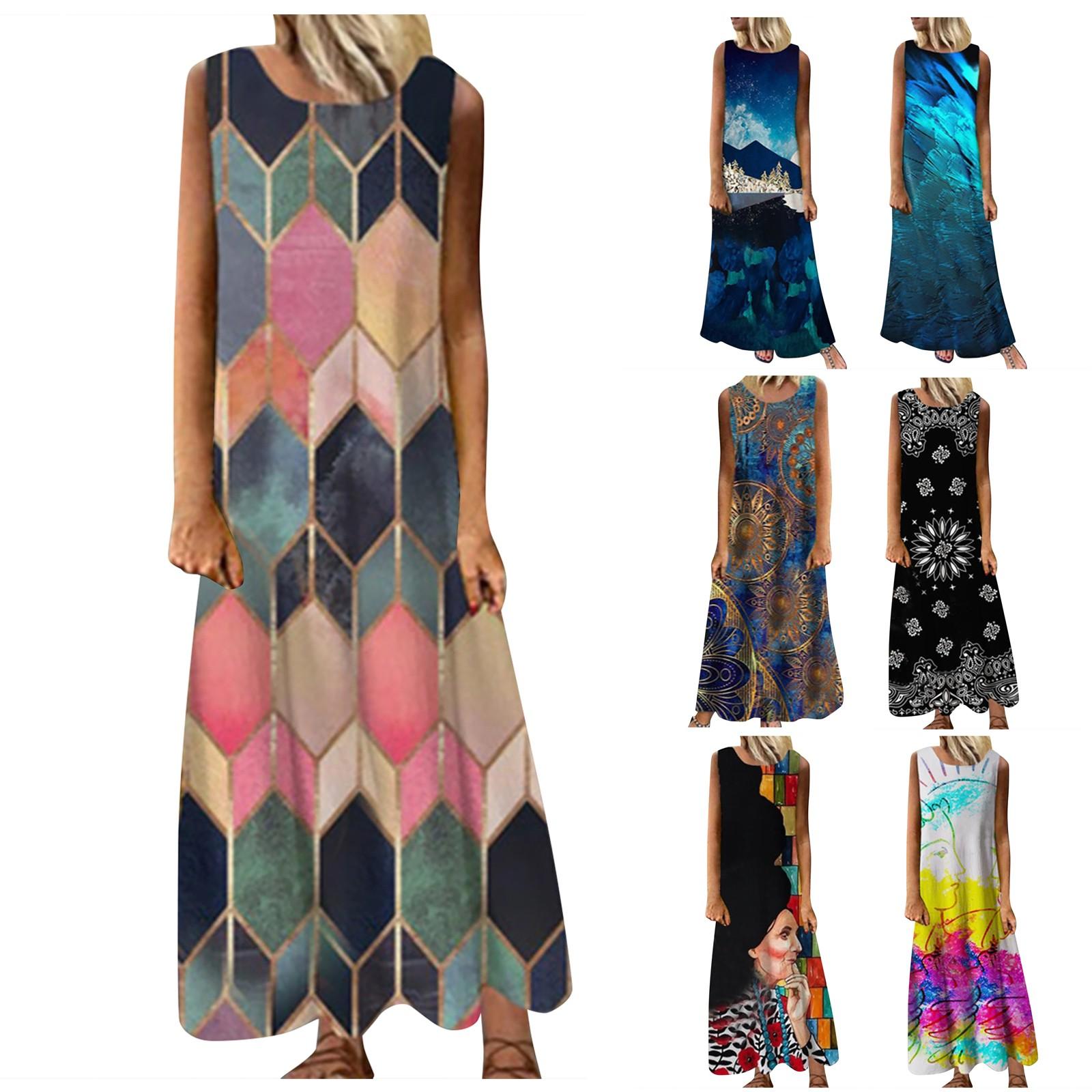 

Женское повседневное платье без рукавов с цветочным узором и принтом, домашнее повседневное платье