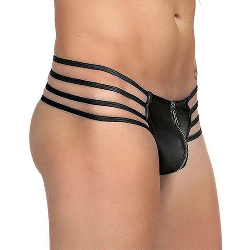 Velké pánské erotické spodní prádlo Boxerky z umělé kůže Nízký pas Sexy zip zdarma