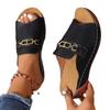 Wedge Heel Platform Slippers Women's New Large Size Casual Fashion Simple Metal Buckle Fish Mouth Sandals